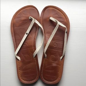 White & Tan flip flops by Mad Love (Target)